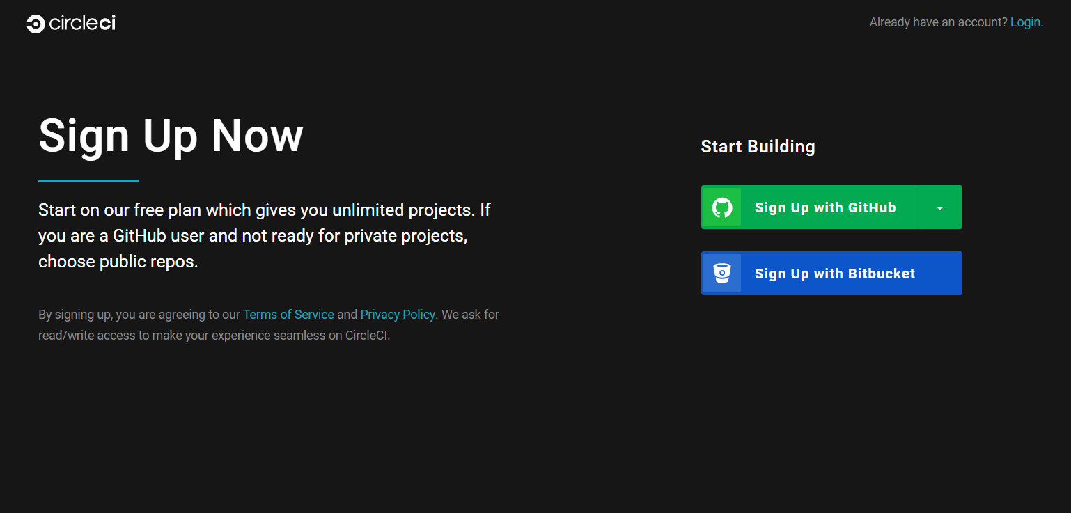 CircleCI SignUp Page